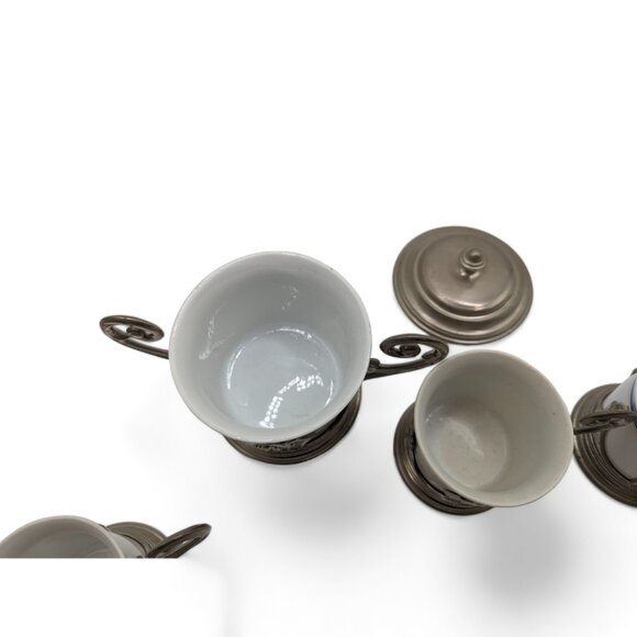 Rare Vintage E P Zinc Italy 6  Espresso Cups and Sugar Bowl from ITALY - Picture 11 of 14